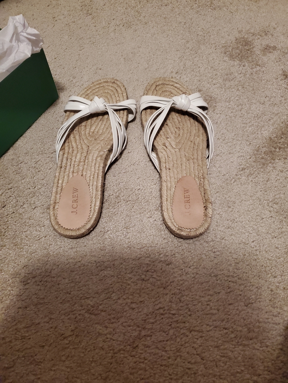 J.Crew Made-in-Spain knotted espadrille slides White US 12